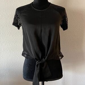Express black blouse top XSTP new without tag